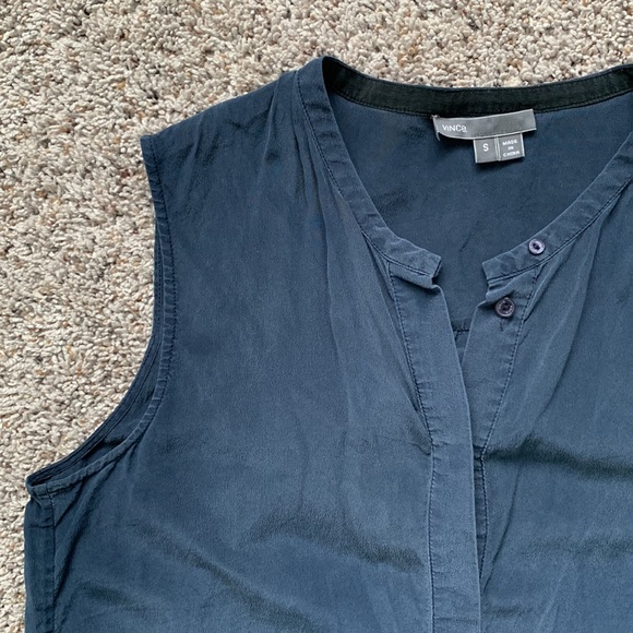 Vince Silk Colour Block Button Up Sleeveless Blouse - Picture 2 of 11